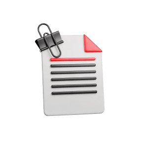3D illustration of a clipboard with paper and a pen, representing lead capture