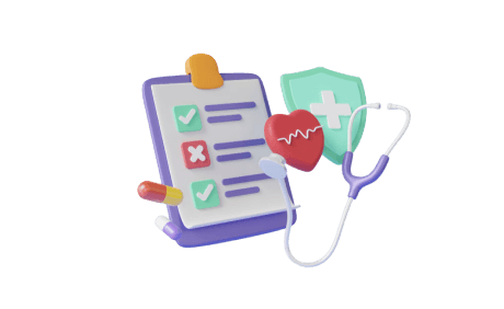 3D illustration of a medical chart and stethoscope