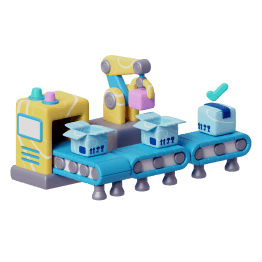 3D factory conveyor icon representing automation for other industries