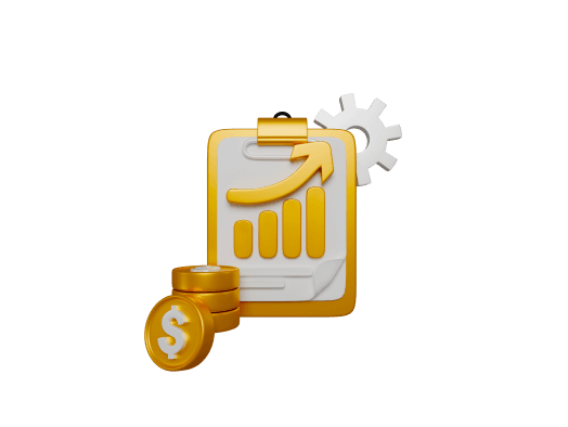 3D illustration of a chart and coins representing financial services 3D illustration of a chart and coins representing financial services