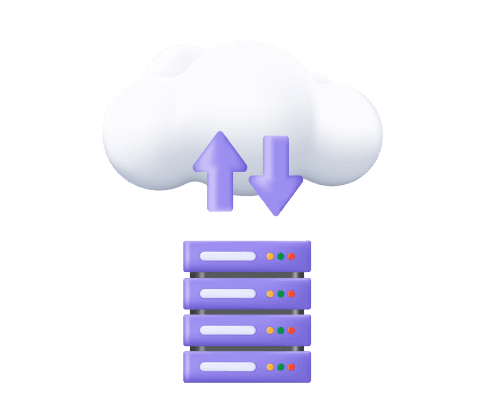3D illustration of a cloud and server stack symbolizing SaaS 3D illustration of a cloud and server stack symbolizing SaaS
