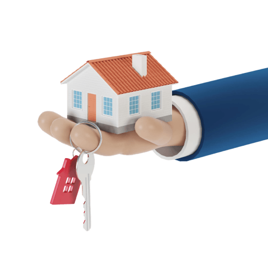 Real estate agent handing a house key to a client Real estate agent handing a house key to a client